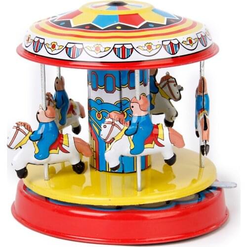 Colorful Carousel Model Metal Toy Collectible Gift for Kids Children Adult Funny Birthday Christmas Creative Gift Wind-up Toys