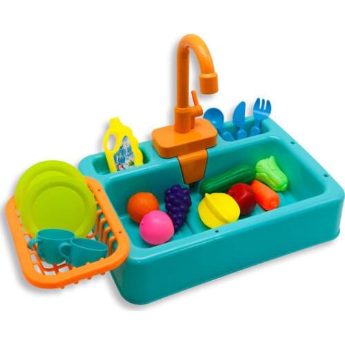 Childrens Play House Simulation Electric Sink Toy Kitchen Small Pool Sink Playing In Water Puzzle Play House Toy Set Gifts