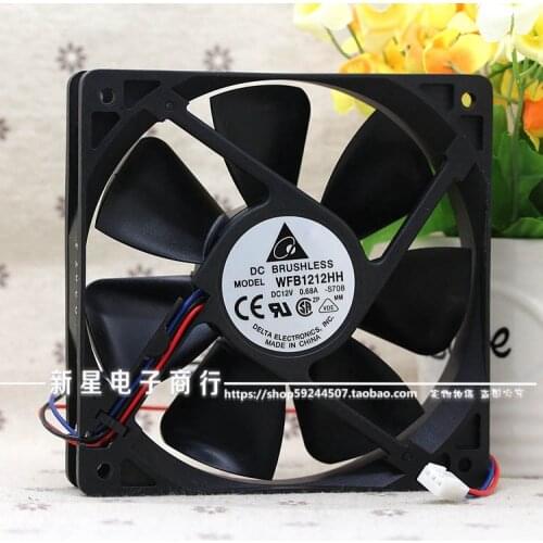 For Delta WFB1212HH 12025 12cm 12V 0.68A Max Airflow Rate Double Ball Cooling Fan