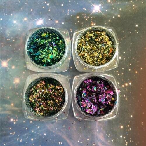 Hot Sale! 1 box Chameleon Flakes Magic Effect Flakes Multi Chrome Nail Powder Glitter Sequins Nail Art Gel Nail Polish Manicure