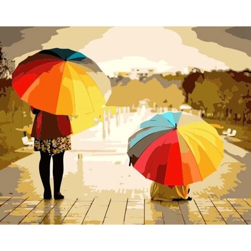 Oil Painting on Canvas Handmade Painting By Numbers Nude Umbrella girl Picture Framed for Living Room