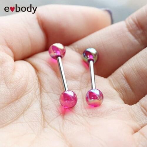 Aurora Stainless Steel and Bioflexible Tongue Rings Nipple Barbell UV Body Piercing Polarized Pearlescent