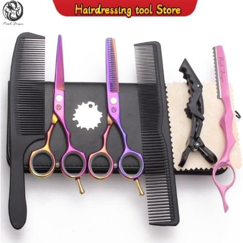 Suit 5.5In. 16cm Purple Dragon Colorful Cutting Shears Thinning Scissors Hairdressers Scissors Professional Hair Scissors Z1104