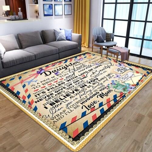 Nordic 3D letter to my daughter Printed Carpet Large non-slip area rugs for home Living Room bedroom beside sofa table floor mat