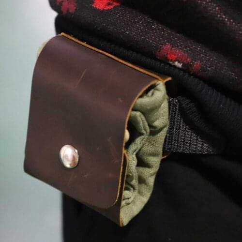 Leather Canvas Bushcraft Bag Canvas Foraging Pouch For Camping Hiking Treasures Seashells Buckle Duty Tool Pouch With Drawstring