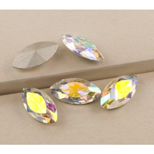 Crystal AB 4200 Strass Navette Crystal AURORE BOREALE Nail art DIY Craft Gems Sew On Rhinestones For Jewelry Garment Needlework