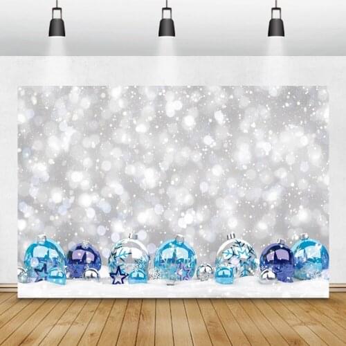 Dreamy Polka Dots Fantasy Pattern Christmas Blue Ball Snowflake Family Party Baby Portrait Photography Background Photo Backdrop