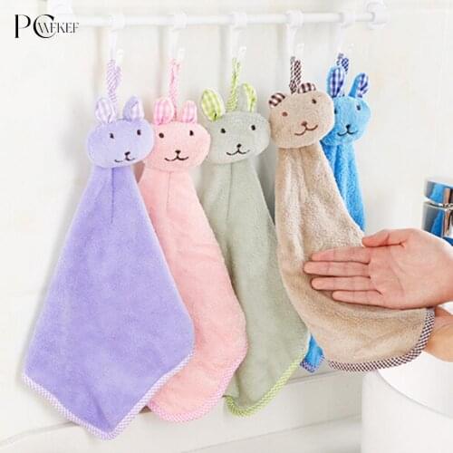 Cute Baby Hand Towel Cartoon Animal Rabbit Plush Kitchen Soft Hanging Bath Wipe Towel Bathing Towels Accessories