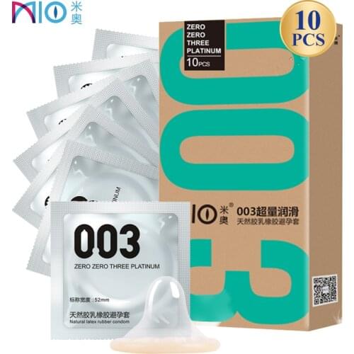 MIO 003 Ultra Thin Extra Lubricant 10pcs Smoothing Condom Natural Latex Penis Sleeve Intimate Sex Products for Adults