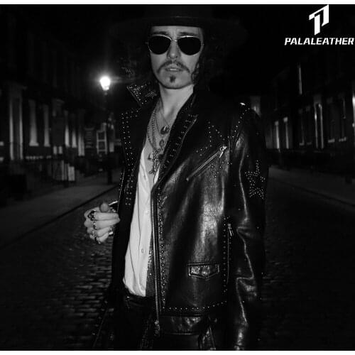 Rockstud Belted Moto Jacket With Unique Pattern