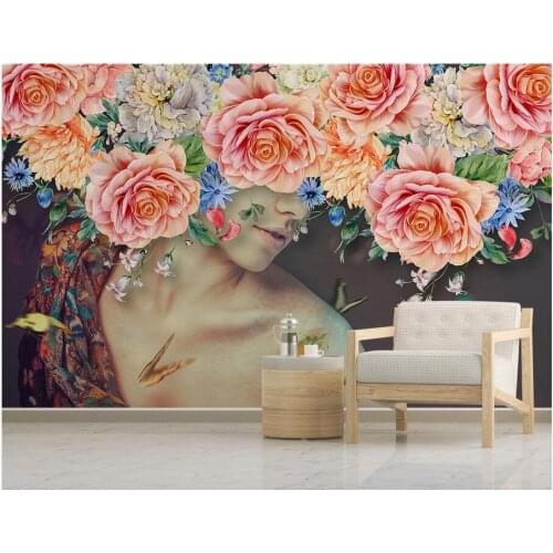 Custom mural 3d photo wallpaper Modern minimalist hand painted watercolor beauty rose decor living room wallpaper for walls 3 d