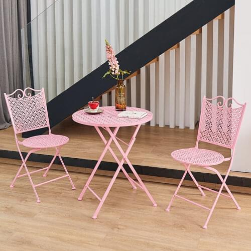 Beiouyangtai Small Table And Chair Three Piece Set Combination Leisure Folding Chair Outdoor Courtyard Iron Terrace Furniture