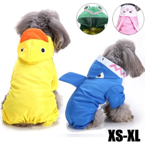 Rabbit Frog Duck Shark Shape Pet Dog Polyester Puppy Waterproof Four-Leg Raincoat Doggie Hooded Rain Gear Jumpsuit Rainwear Suit