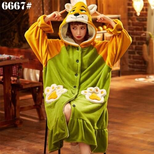 Sleepwear Robe Women Nightgown Winter Flannel Sleep Warm Cute Thicker Fashion Soft Robes Sets Sweet Pajamas Set Women