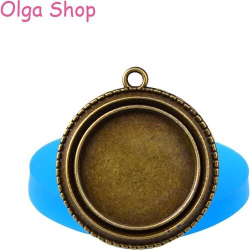 OYL130 38.8mm Round Frame Pendant Silicone Mold - Decorative Frame Mold Fondant, Sugarcraft, Jewelry, Resin Clay, Chocolate Mold