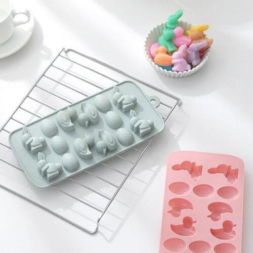 Easter 14 Holes Duck Rabbit Egg 3D Shape Silicone Cake Mold For Baking DIY Jelly Mousse Chocolate Tool Kitchen Bakeware Tools