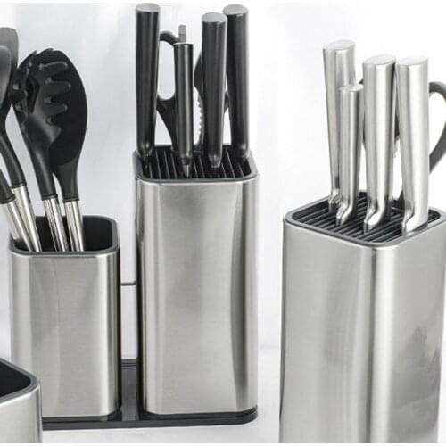 Stainless Steel Knife Block Stand Holder Multi Kitchen Scissors Knives Storage U2JC