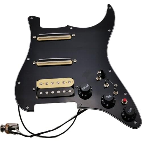 HSS Prewired Pickguard Pickups Alnico V Humbucker Pickup Guitar Wiring Harness Mini Single Cut Set Zebra For Strat Guitar Pickup