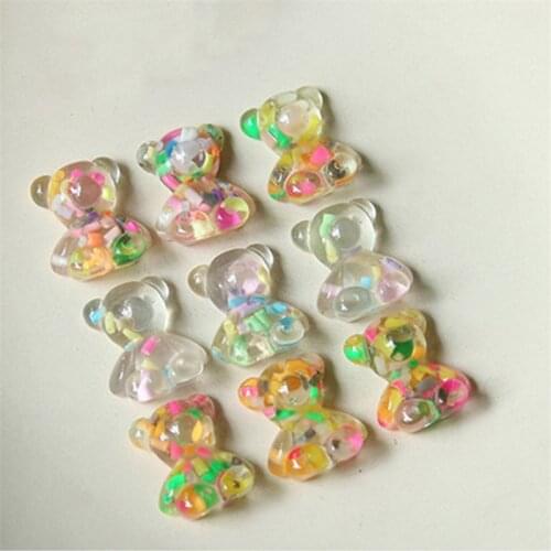 5PCS 19*22mm Translucent Colorful Charms Acrylic Crystal Cute Bear For Necklace Making DIY Handmade Jewelry Accessories