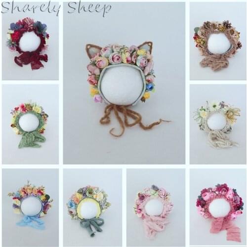 Newborn Girl Flower Hat Photography Props Baby Photo Shoot Posing Hat Cap Baby Bonnet fotografia Accessories Baby Shooting Prop