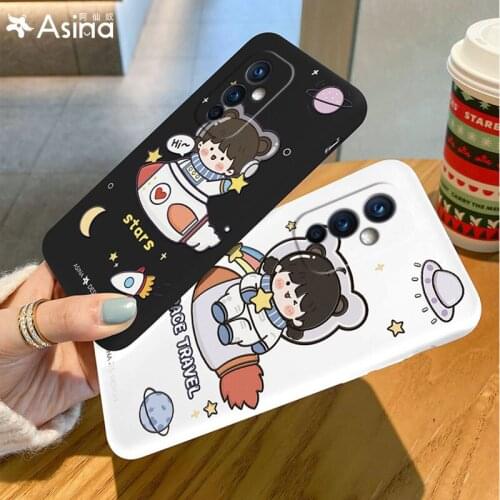 ASINA Cute Cartoon Case For Oneplus 9 8t 8 Pro Liquid Silicone Couple Cases For Oneplus 7 7T Pro Nord Cover Funda Space Girl