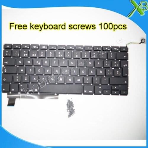 Brand New SP Spanish keyboard+100pcs keyboard screws For MacBook Pro 15.4" A1286 2009-2012 Years