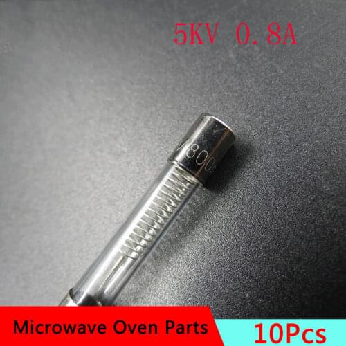 10Pcs Lot Microwave Oven Parts Magnetron Onderdelen Electronic Components High-Voltage Fuse 5KV 0.8AMicrowave Oven Accessories