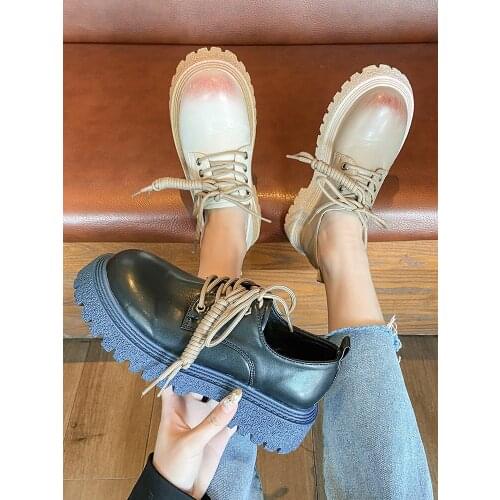 2021 spring and autumn new ladies small leather shoes Korean version of all-match British style womens shoes lace-up shoes