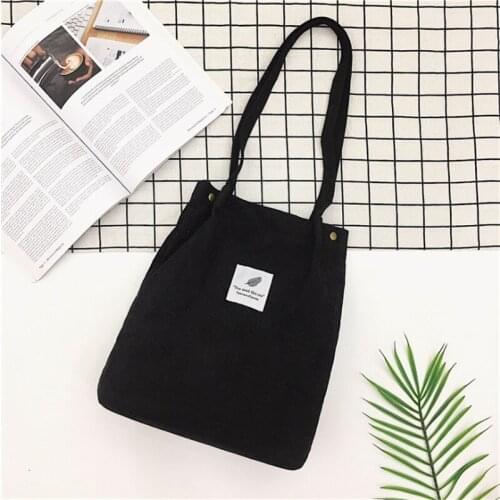 2021 Womens Shopping Bag Canvas Shoulder Bag Female Hand bags Corduroy Storage Reusable Foldable Tote Bag сумка женская