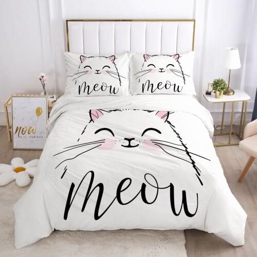 3D White Quilt Covers Pillowcase(s) Bedding Set Duvet Cover Sets Comforter Case Bed Linen Cartoon King Queen Size Home Textile