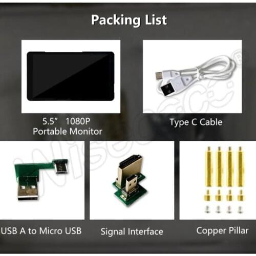 5.5" 1920*1080 Portable Monitor LCD with Touch Type-C Interface Landscape CNC Case for Raspberry Pi 3B 4 4B