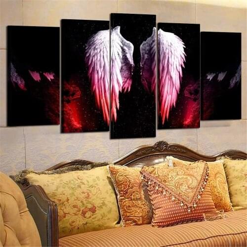 Canvas Wall Art 5 Piece Paintings Lucifer Angel Wings Modular Decor Pictures Home Room Modern Living Decoration Posters Prints