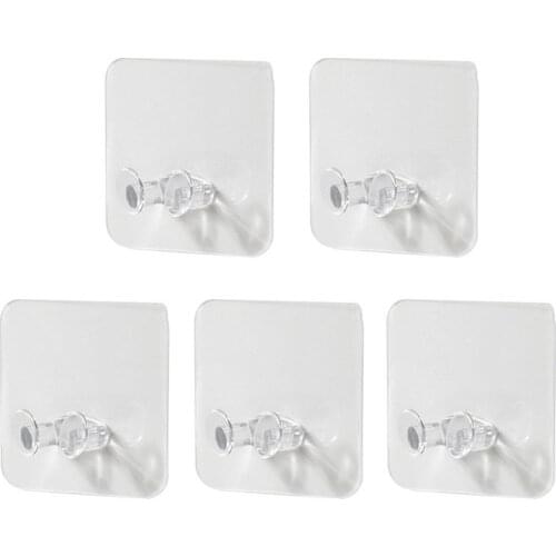 5pcs Transparent Plug Hook Rack Home Strong Adhesive Wire Bracket Hook Cable Punch Free Hanger Storage Socket Holder Accessories