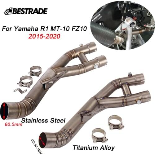 60mm Motorcycle Exhaust System Mid Link Pipe Middle Connect Tube Slip for Yamaha R1 YZF-R1 MT-10 FZ10 2015-2020 Remove Catalyst