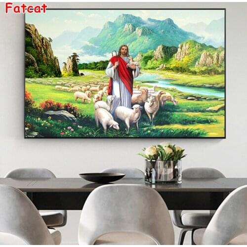 Diamond Painting Jesus Shepherd Illustration 5D Diy Full Square Round Rhinestone Embroidery Cross Stitch Home Decor Gift PP1653