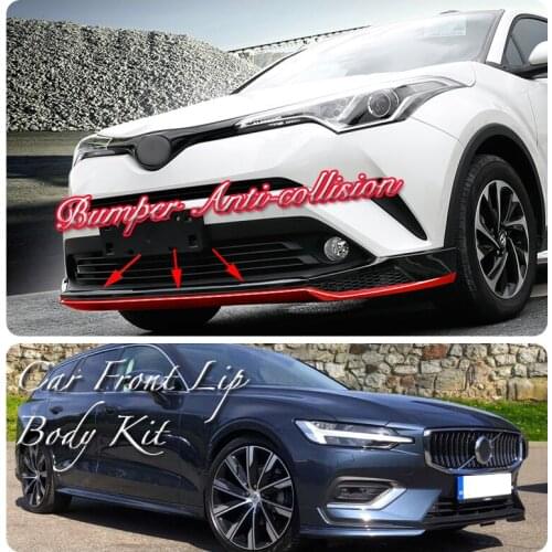 Car Bumper Lip Front Spoiler Skirt Deflector For Volvo V60 2010~2020 Tune Car Modified Body Kit VIP Hella Flush Lips