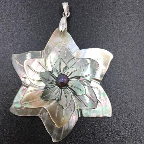 Free shipping Fashion Jewelry Black Mother of Pearl Shell Art Pendant Bead MC8262