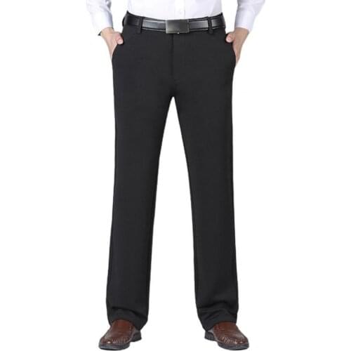 Men Casual Mid Waist Straight Loose Trousers Pants Men Pants Solid Color for Office