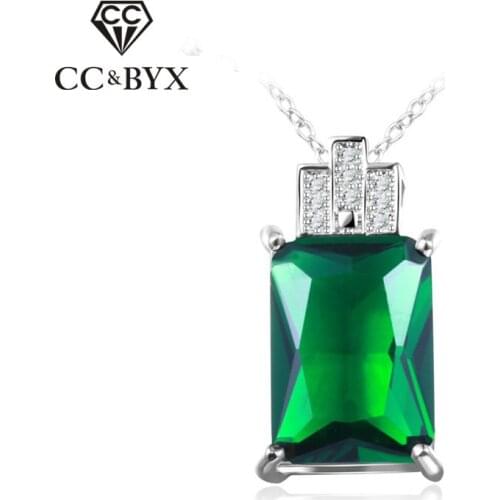 CC Jewelry Fashion Pendant & Necklace For Women Jewelry 925 Sterling Silver Jewelry Vintage Green Stone Wedding Necklaces CCN121