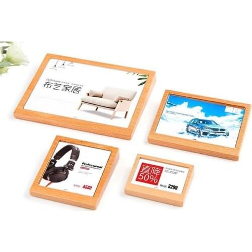 Solid Wood Acrylic Menu Price Paper Card Sign Holder Stand Table 100*70mm Poster Picture Display Frame