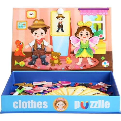 Childrens Characters Dress Up Magnetic Double-sized Puzzle 3-6 Years Old Learning Teaching Aidsdrawing Board Graffiti