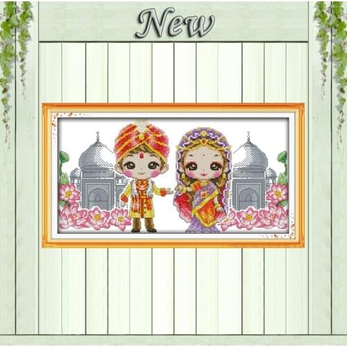 Indian baby wedding lovers crafts paintings counted printed on canvas needlework embroidery Sets DMC 11CT 14CT Cross Stitch kits