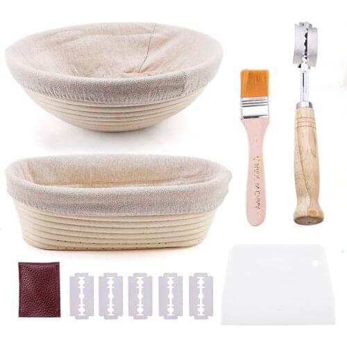 5 Pcs Bread Basket Set Breadbasket Dough Scraper Proofing Basket Rattan For Growing Bread Fermentation Cesta Pan Banneton