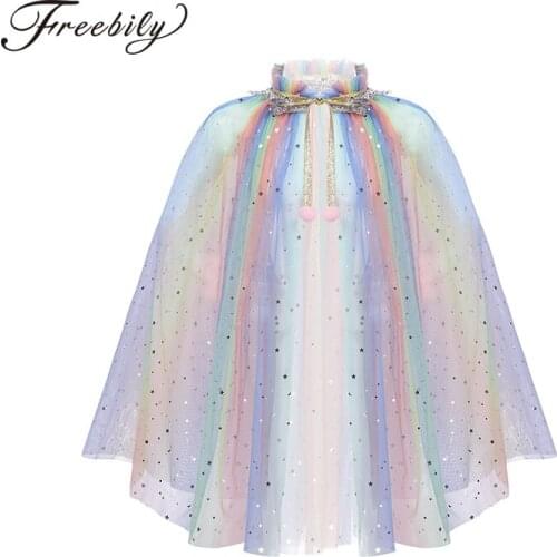 Halloween Costume Sparkling Sequins Tulle Cloak for Kids Girls Princess Cosplay Halloween Birthday Party Costumes Dress up