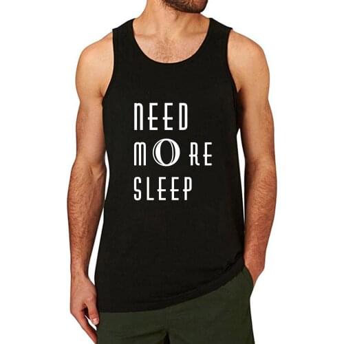 Lyprerazy Mens Need More Sleep Workout Gym Funny Printed Tank Top