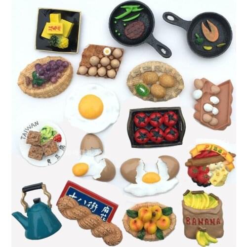 Fridge Magnet Resin Tape Magnetic Sticker European Delicious Cute Three-dimensional Food Egg Fruit Ornament Gift Sticker