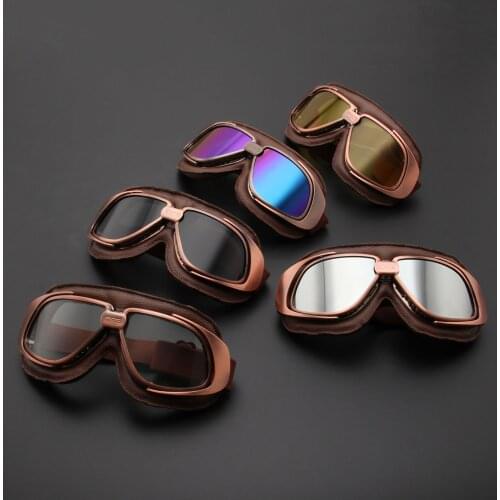 Retro Motorcycle Goggles Glasses Vintage Motor Goggles Steampunk ATV Bike Copper Helmet UV Protection Sport Ski Skate Goggles