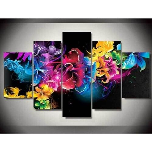 5d Diy Diamond Painting,Square diamond painting Cross Stitch Kit,3d Diamond Embroidery flower diamond mosaic Needlework 5pcs set