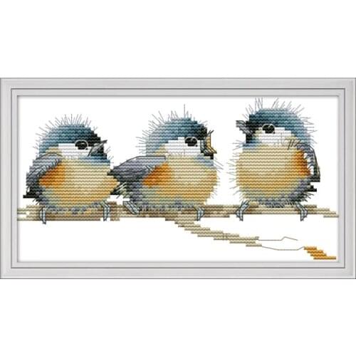 Three birds 4cross stitch kit aida 14ct 11ct count print canvas cross stitches needlework embroidery DIY handmade