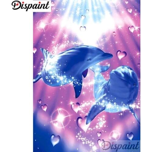 Dispaint Full Square/Round Drill 5D DIY Diamond Painting "Animal dolphin" 3D Embroidery Cross Stitch Home Decor Gift A12441